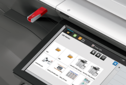 Flash drive plugged into sharp interactive printer