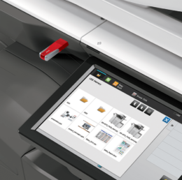 Flash drive plugged into sharp interactive printer